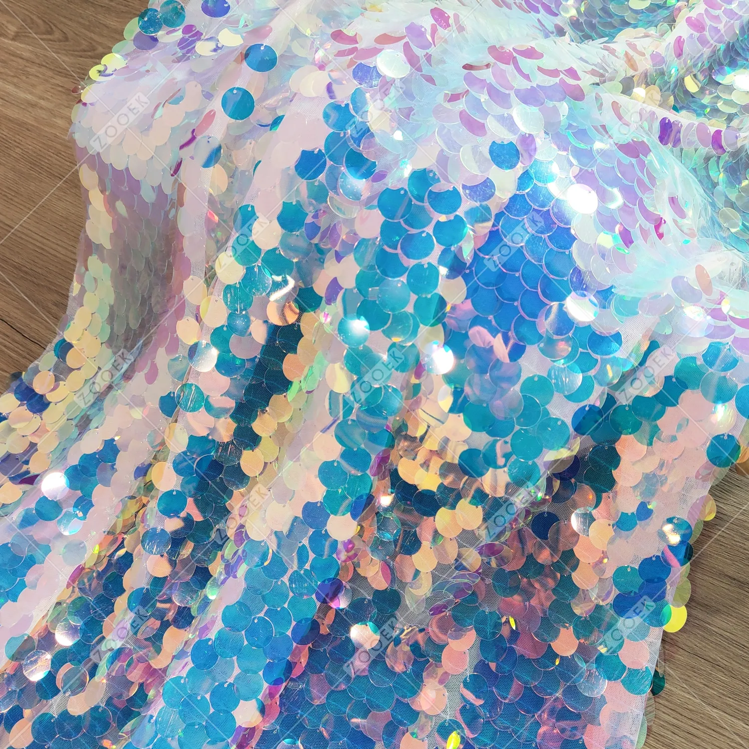 dream color mermaid sequins on a soft pink mesh dream color mermaid sequins on a soft pink mesh