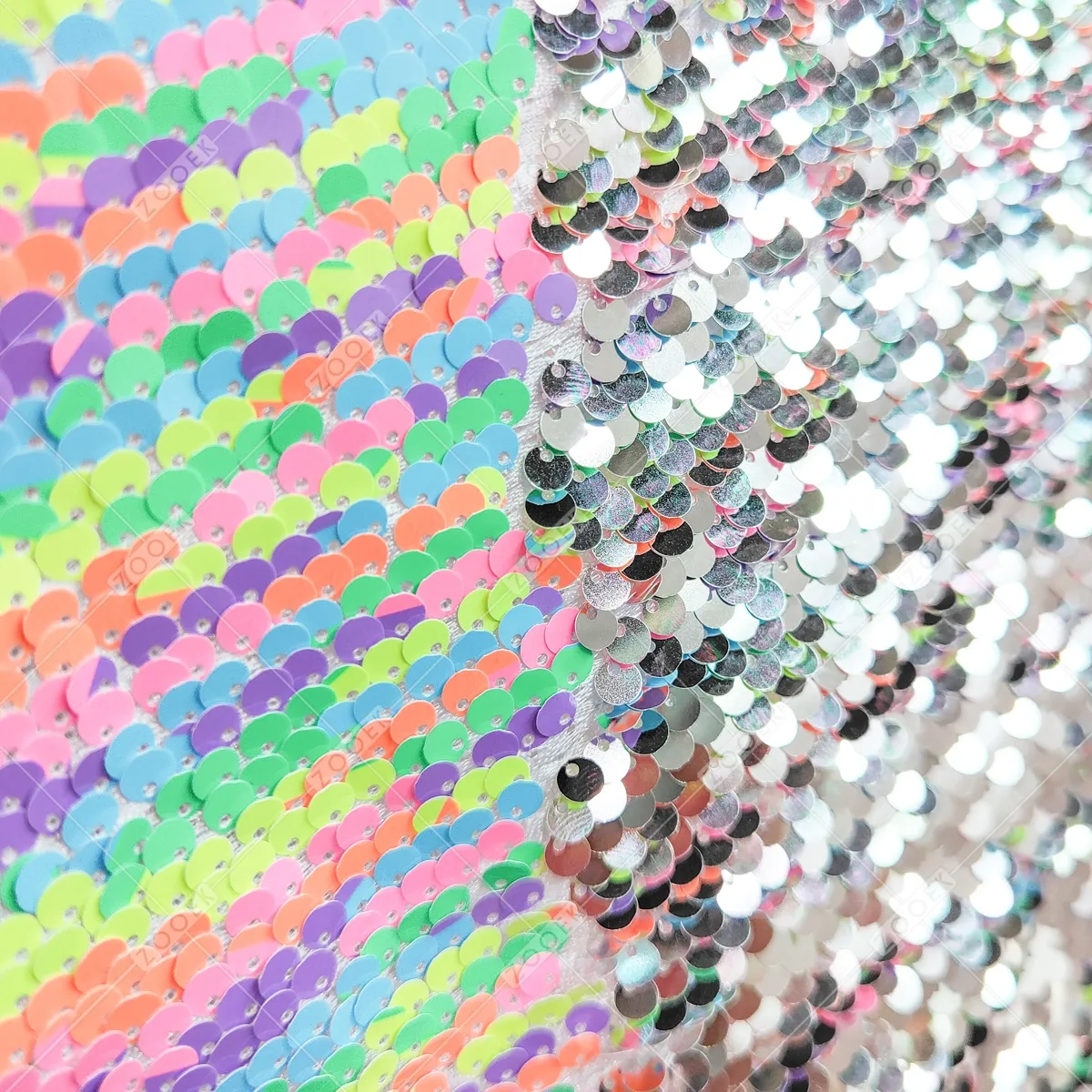 stunning rainbow and silver reversible 5mm sequin fabric stunning rainbow and silver reversible 5mm sequin fabric